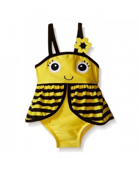 Little Girls Baby Girls One-Piece Swimsuit Cute Bee Skirt Swimsuit ...