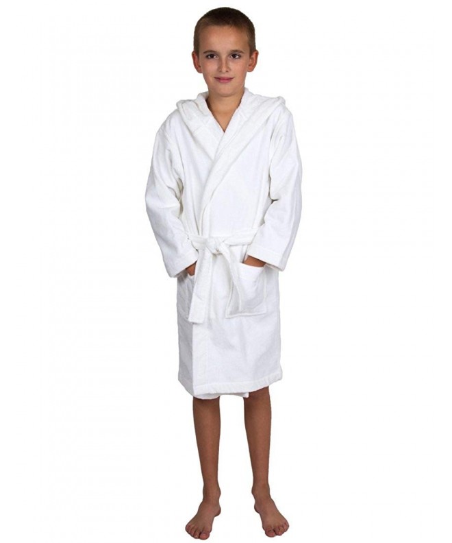 Kids Hooded Velour Bathrobe for Boys and Girls Made in Turkey - White ...