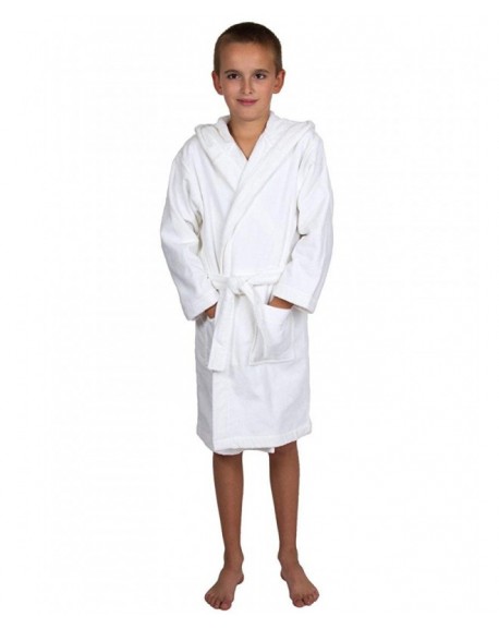 Kids Hooded Velour Bathrobe for Boys and Girls Made in Turkey - White ...