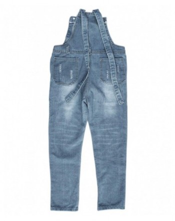 Girls Kids Jeans Adjustable Strap Ripped Holes Denim Overalls Jumpsuits ...
