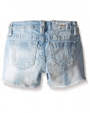 Girls' Daisy Embroidered Denim Shorts - Light - CX129JZ4SBP