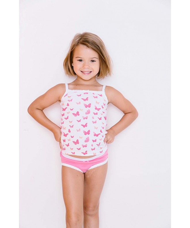 Girls Pink Butterfly Print Tagless Cami Super Soft Undershirts (3/Pack ...