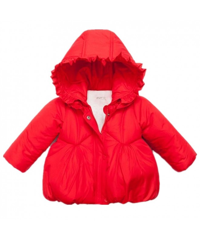 Baby Kid Girl Winter Hooded Puffer Coat - Red - CW12N3C4YDV