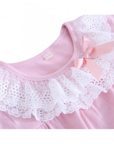 Cute Little Girls Princess Nightgown Cotton Lace Bowknot Sleepwear ...