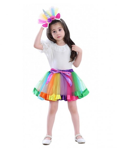 Birthday Party Costumes Set Little Girls Layered Tutu Skirts with Horn ...