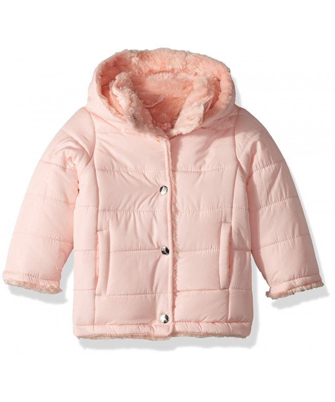 Girls' Toddler Fashion Jacket with Faux Fur - Blush - C4180IX5UXN