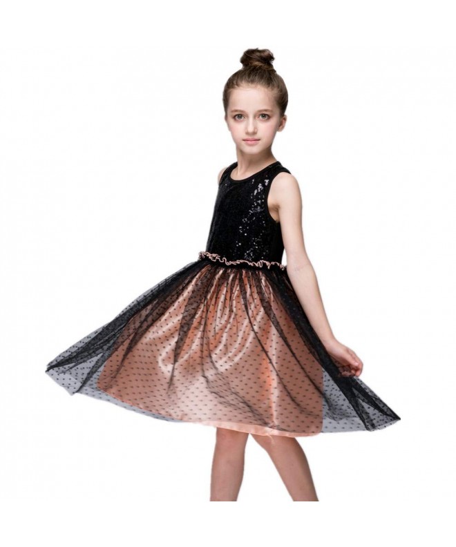 Girl Sequin Lace Chiffon A-Line Princess Party Twirl Dress - CQ18907O6I7