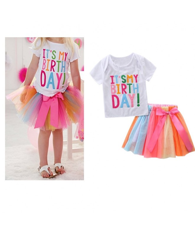 Toddler Birthday Outfits Colorful - Short Sleeve - C0184DKUXD2