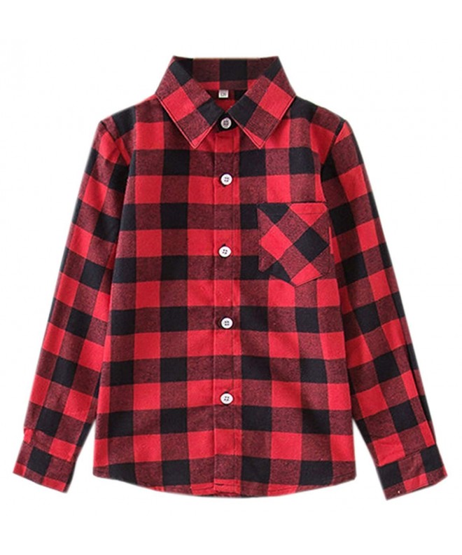 Mommy & Girls' Long Sleeves Plaid Flannel Shirt - Girls/Red Black Plaid ...