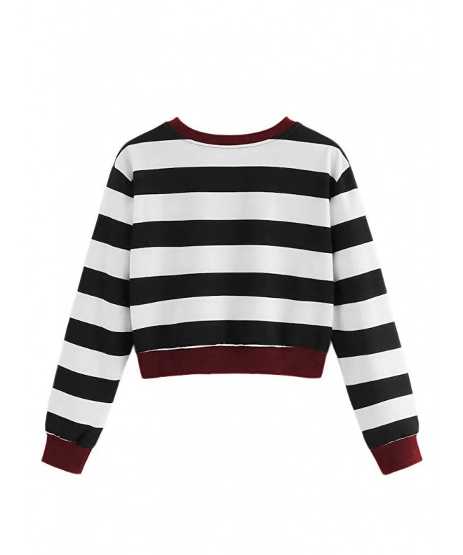 Kids Crop Top Striped Girls Sweatshirts Cute 4-12 Long Sleeve Tops ...