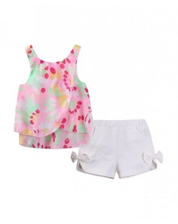 Little Girl Outfits Floral Chiffon Top and Short Set - CY12EUDGZHV