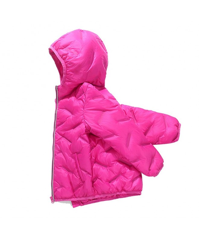 Kids DownCoat Long Sleeve Hooded Zipper Up Winter Warm Down Jacket 3-8T ...