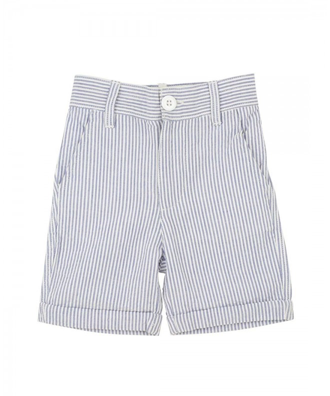 Little Boys Striped Seersucker Shorts - Blue Seersucker - C111KLPMWMP