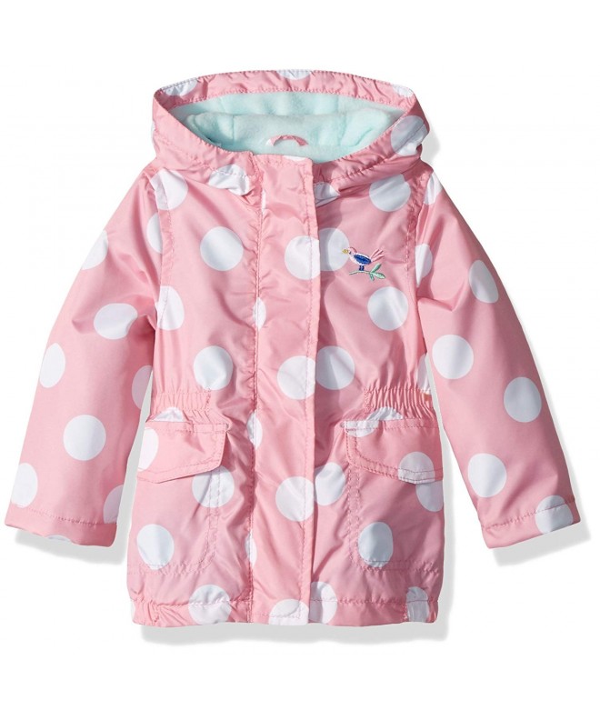 Girls' Fleece Lined Anorak Jacket - Pink Dots - CI186HE8L0Z