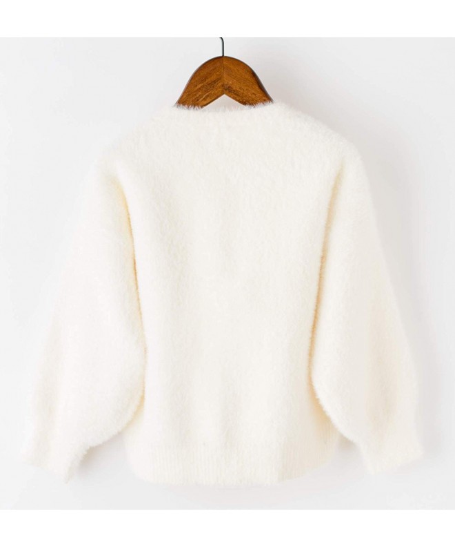 Girl's Fuzzy Fluffy Thick White Cardigan for Girls 4-12 Years - White ...