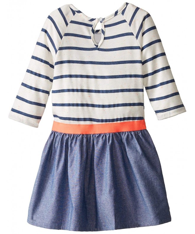 Little Girls' Striped Knit Top to Chambray Skirt Casual Dress - Ivory ...