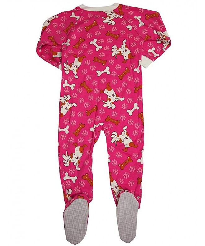 Little Girls Long Sleeve Footed Coverall - Raspberry Dog and Bones ...