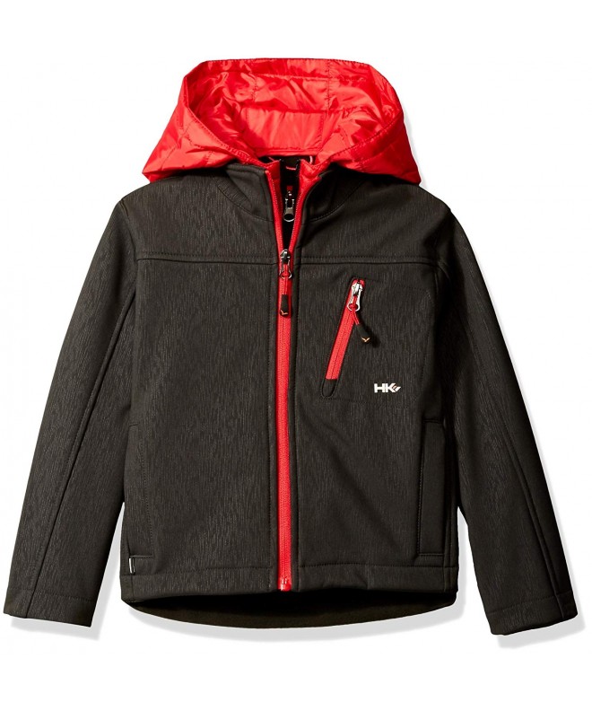 Boys' Soft Shell Jacket with Quilted Vestee and Hood - Black/Ski Patrol ...