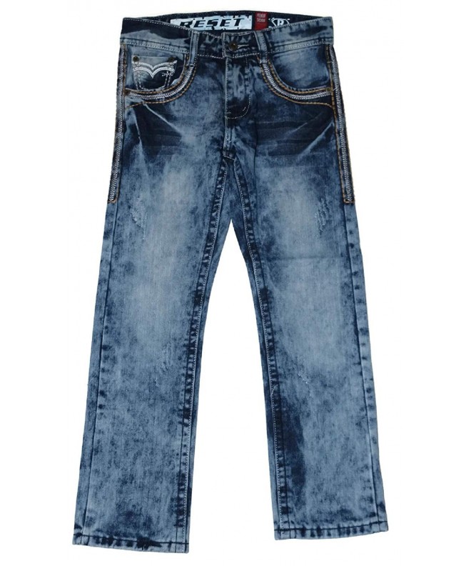 Premium Denim Big Boys' Washed Sand Blasted Straight Leg Denim Jeans ...