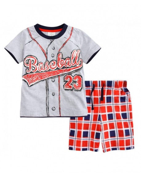 Little Boys' Cotton Short Sleeve T-Shirt & Plaid Shorts Set - Baseball ...