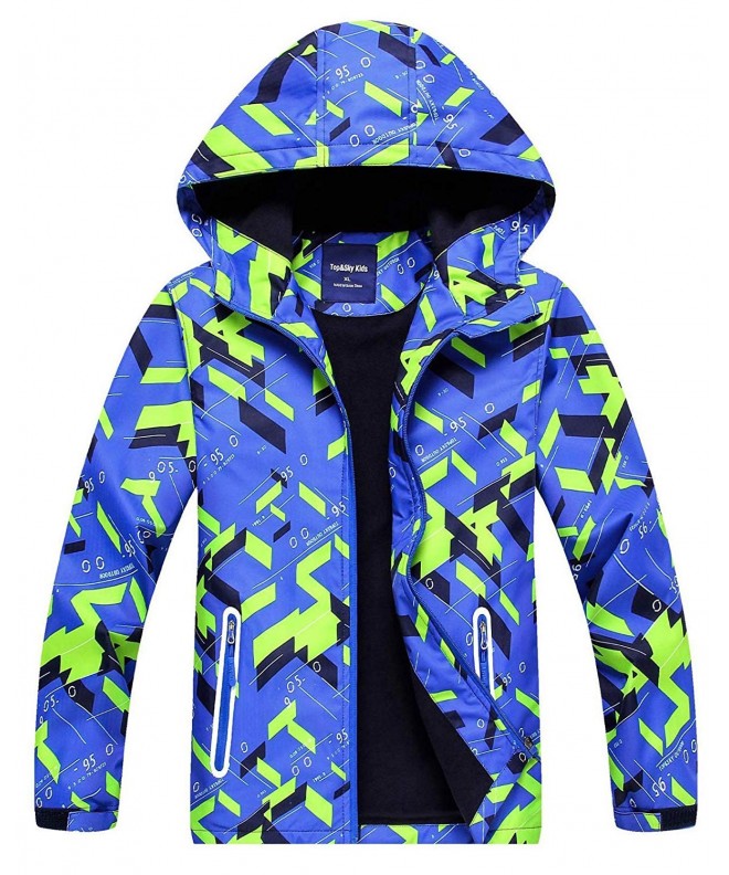 Kids Unisex Outdoor Winter Warm Fleece Hooded Coat Zip-up Wind Jacket ...