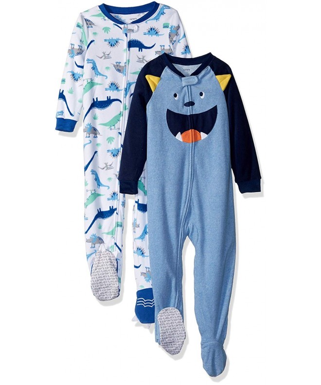 Baby and Toddler Boys' 2-Pack Fleece Footed Pajamas - Monster/Dino ...