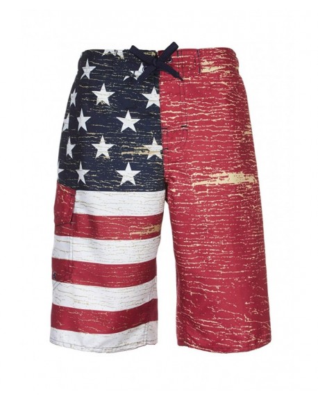 Boy's American Flag USA Boardshorts Swimwear Trunks - UPF 50+ - Red ...