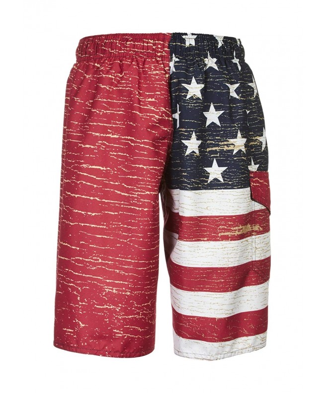 Boy's American Flag USA Boardshorts Swimwear Trunks - UPF 50+ - Red ...