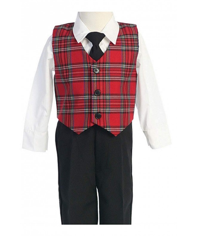 Boys Christmas Suit Tie Clothing 3 Pc Set Plaid Red Cz11gcrr9tr