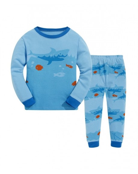 Toddler/Kids Boys Cute Big Shark Pajama Set 100% Cotton 2-8 Years ...