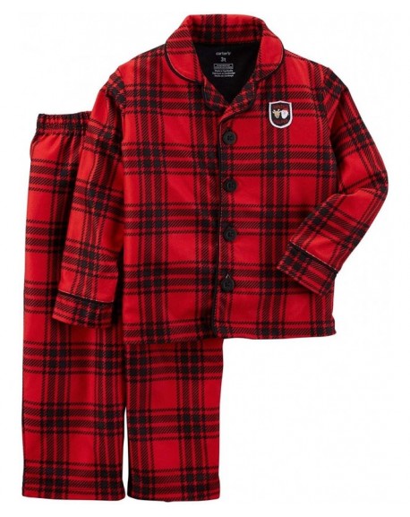 Boys' Toddler Poly Fleece Coat - Red Plaid - CM12K5BSERV