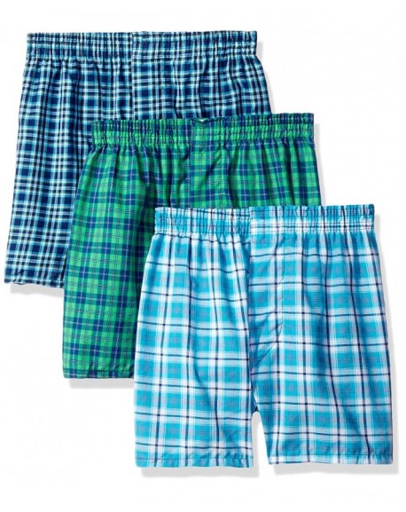 Boys' Tartan Woven Boxer (Pack of 3) - Multicolor - C5113FNG18V