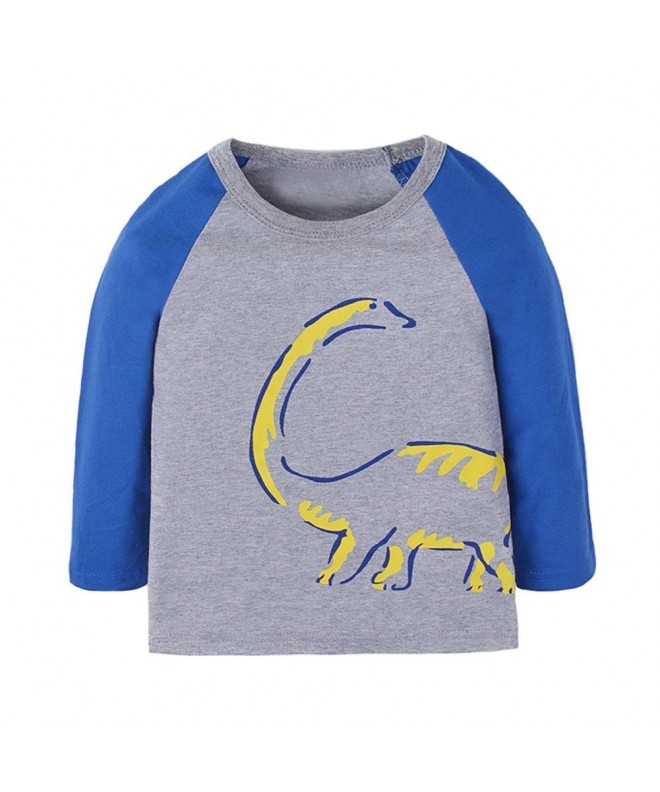 Kid's Little Boys Dinosaur Pattern Cotton Long Sleeve T-Shirt(1-6 Years ...
