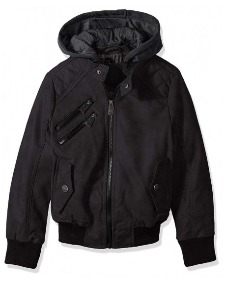 Boys' Pu Suede Faux Leather Jacket - Black - CM188NGARXL