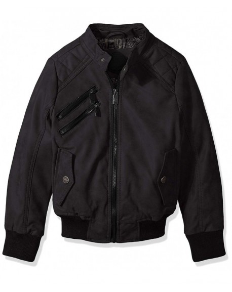 Boys' Pu Suede Faux Leather Jacket - Black - CM188NGARXL