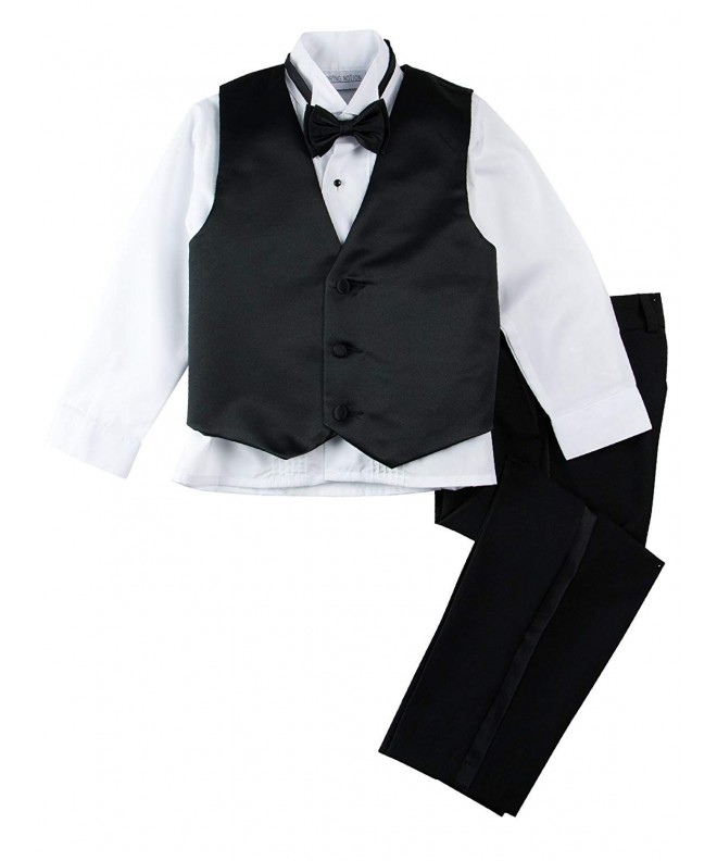 Little Boys' Tuxedo Set with Bow Tie and Handkerchief - Black-champagne ...