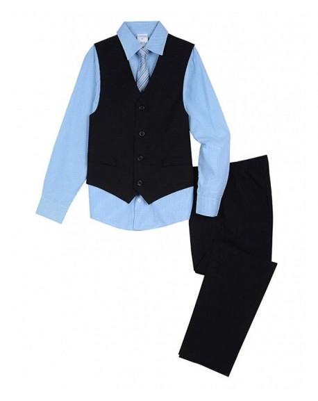 Boys 4-Piece Formal Dresswear Vest Set - Black Shadow - CU18MC79EI5