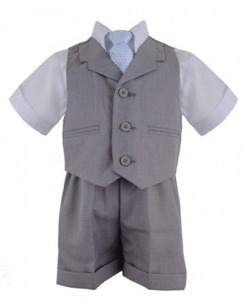 Baby Toddler Boy Summer Suit Vest Short Set - Silver - CZ11DYVF315