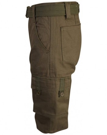 Boys Brushed Twill Cargo Belted Shorts - Olive - CZ18C4W09TX
