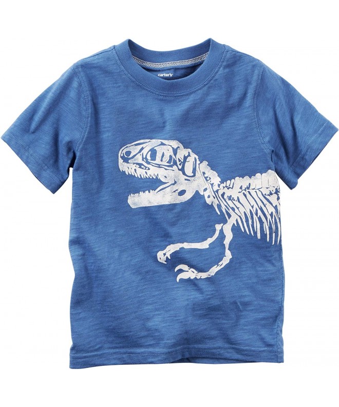 Boy's Cotton Print Dinosaur Graphic Tee - Blue - CL1838YLZRX