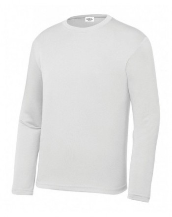 Youth Long Sleeve Moisture Wicking Athletic Shirts - White - CN186OZZCD5