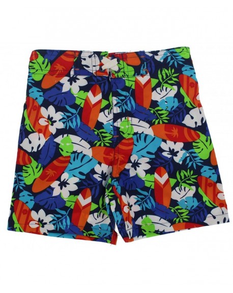 Toddler Boys UPF 50+ Swim Trunks - Tropical Surfboards - C117YGY9T9Y