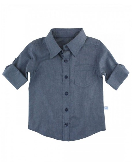 Little Boys Denim Long Sleeve Button Down Shirt with Button Tabs ...