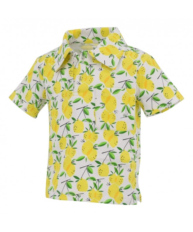 Boys Lemon Print Short Sleeve Collared Polo Shirt - CE18M7QK5LY