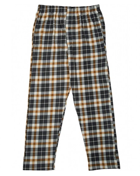 Boy's Plaid Plush Fleece Pajama Pants (8-18) - Grey/Camel - C618LSO45C4