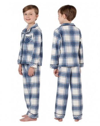 Big Boys Fleece Button-Front Pajama Set - Blue Plaid - CW18CD79YAQ