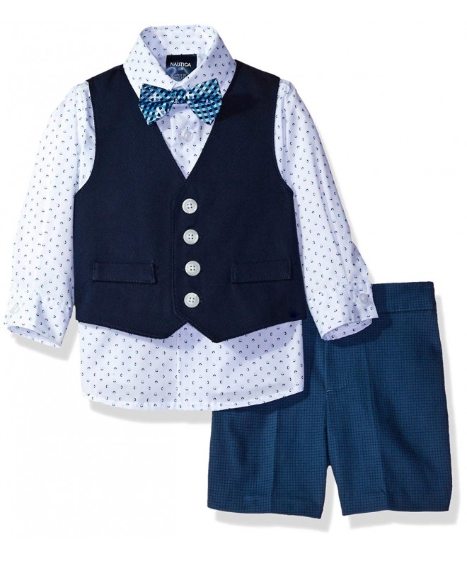 Boys' 4-Piece Set with Dress Shirt - Bow Tie - Vest - and Shorts - Dark ...