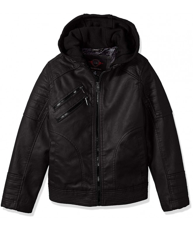 Boys' Artsy Faux Leather Moto Jacket - Black - CT188NOXG4I
