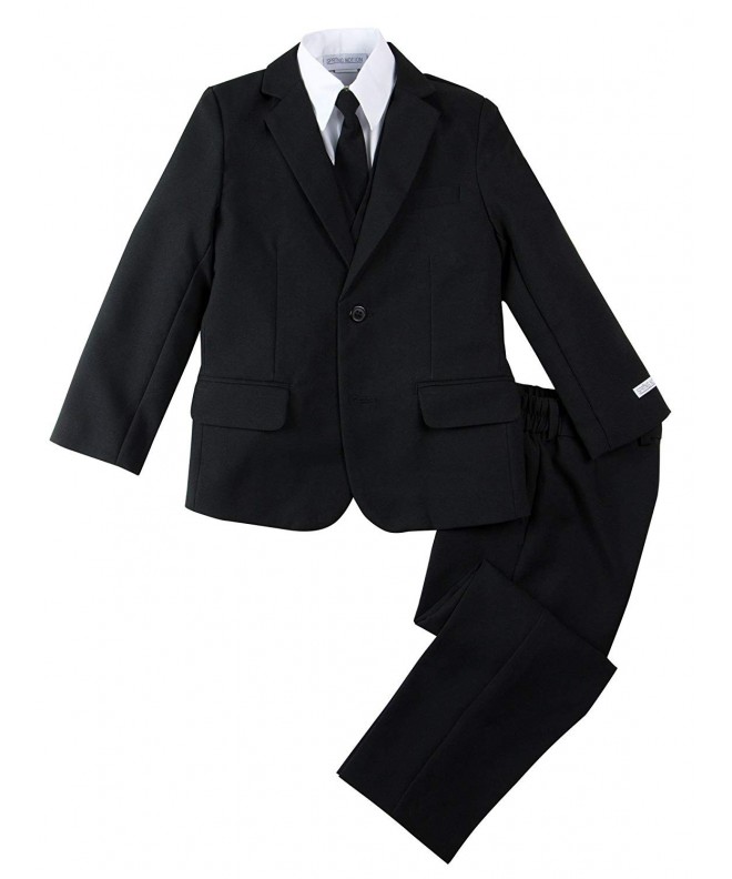 Little Boys' Modern Fit Dress Suit Set - Black - CX128XOYWWD