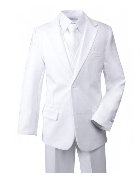 Big Boys' Modern Fit Dress Suit Set - White - C212IWORPXH